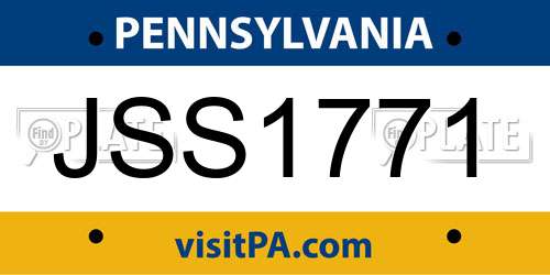 JSS1771 Pennsylvania License Plate