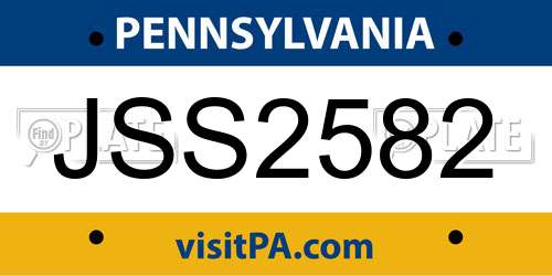 JSS2582 Pennsylvania License Plate