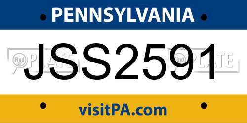 JSS2591 Pennsylvania License Plate
