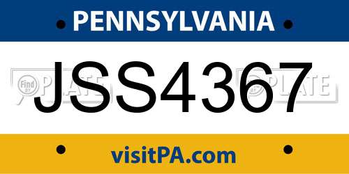 JSS4367 Pennsylvania License Plate