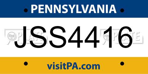 JSS4416 Pennsylvania License Plate