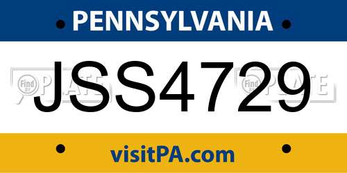 JSS4729 Pennsylvania License Plate