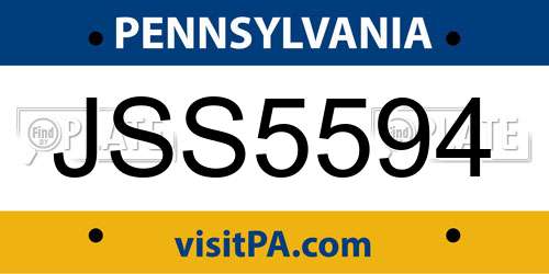 JSS5594 Pennsylvania License Plate