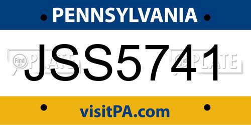 JSS5741 Pennsylvania License Plate