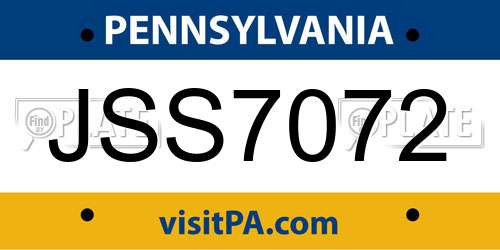 JSS7072 Pennsylvania License Plate