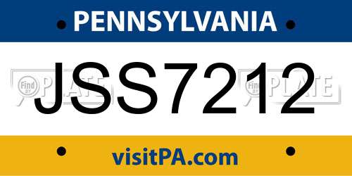 JSS7212 Pennsylvania License Plate