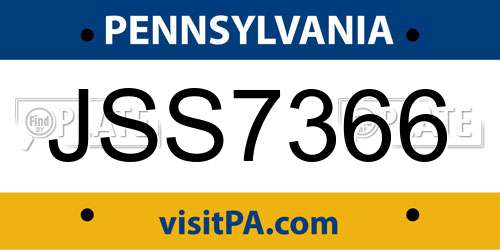 JSS7366 Pennsylvania License Plate