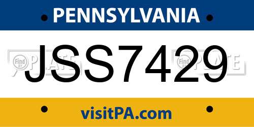 JSS7429 Pennsylvania License Plate