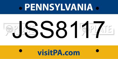 JSS8117 Pennsylvania License Plate