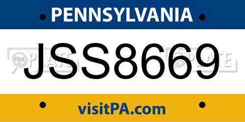 JSS8669 Pennsylvania License Plate