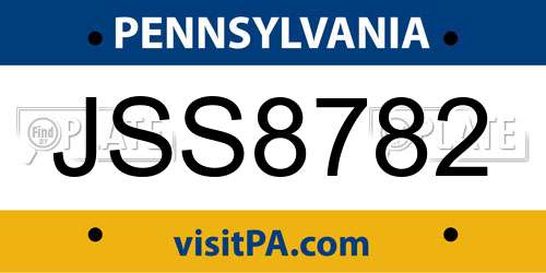 JSS8782 Pennsylvania License Plate