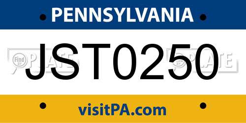 JST0250 Pennsylvania License Plate
