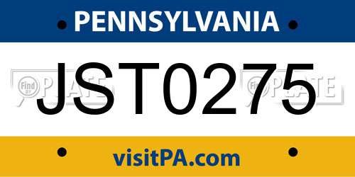 JST0275 Pennsylvania License Plate