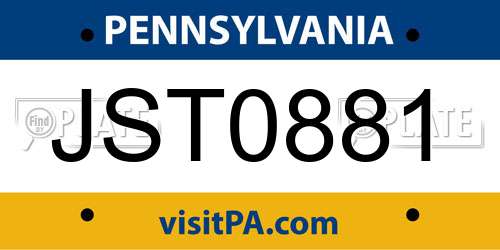 JST0881 Pennsylvania License Plate