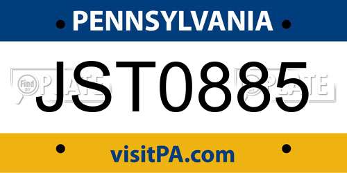 JST0885 Pennsylvania License Plate