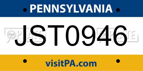 JST0946 Pennsylvania License Plate