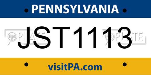 JST1113 Pennsylvania License Plate