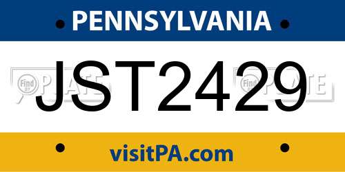 JST2429 Pennsylvania License Plate