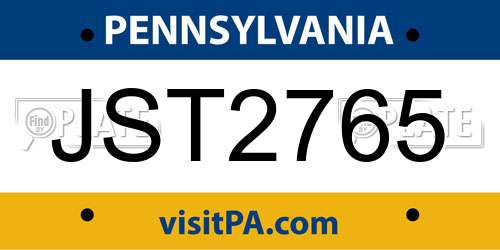 JST2765 Pennsylvania License Plate