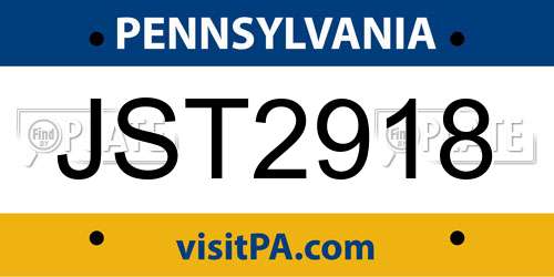 JST2918 Pennsylvania License Plate