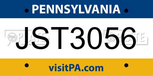 JST3056 Pennsylvania License Plate