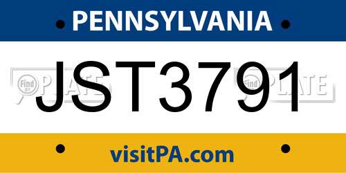JST3791 Pennsylvania License Plate