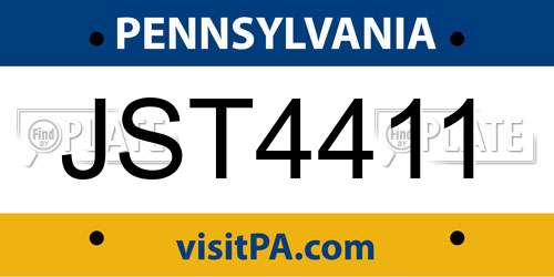 JST4411 Pennsylvania License Plate