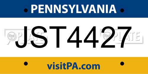 JST4427 Pennsylvania License Plate