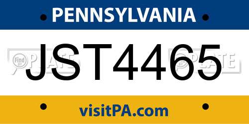 JST4465 Pennsylvania License Plate