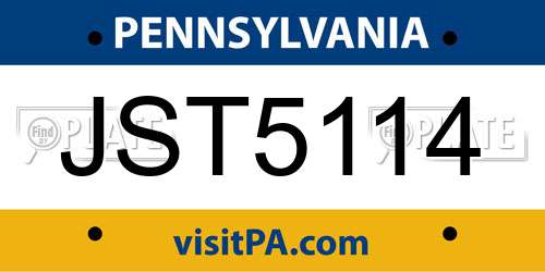 JST5114 Pennsylvania License Plate
