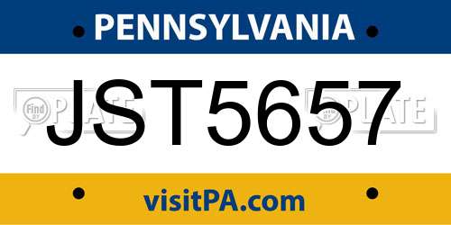 JST5657 Pennsylvania License Plate