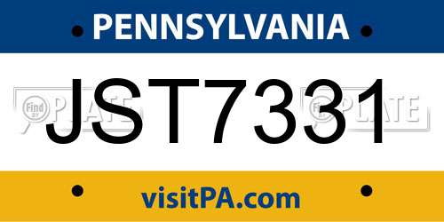 JST7331 Pennsylvania License Plate