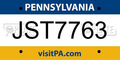 JST7763 Pennsylvania License Plate