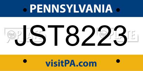 JST8223 Pennsylvania License Plate