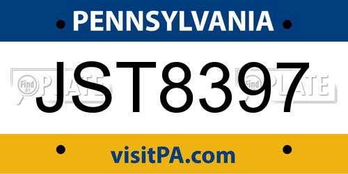 JST8397 Pennsylvania License Plate