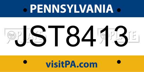 JST8413 Pennsylvania License Plate