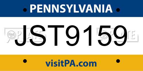 JST9159 Pennsylvania License Plate
