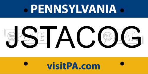 JSTACOG Pennsylvania License Plate