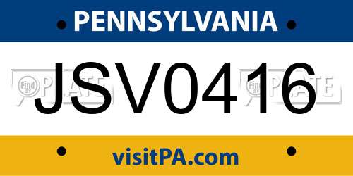 JSV0416 Pennsylvania License Plate