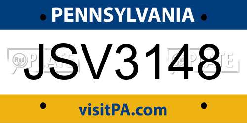 JSV3148 Pennsylvania License Plate
