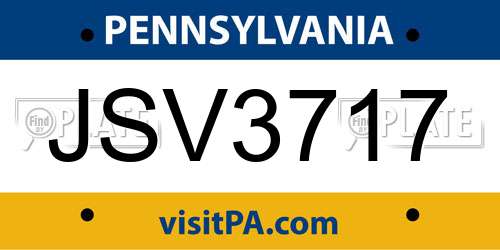 JSV3717 Pennsylvania License Plate