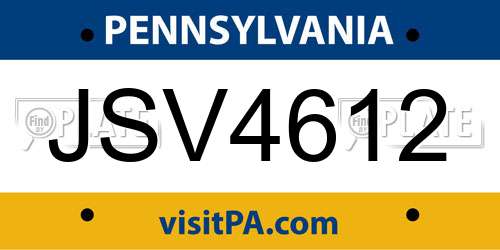 JSV4612 Pennsylvania License Plate
