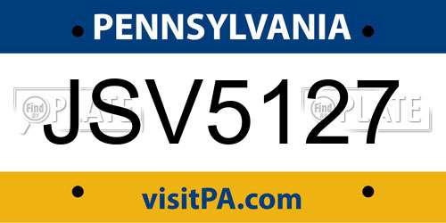 JSV5127 Pennsylvania License Plate