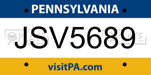 JSV5689 Pennsylvania License Plate