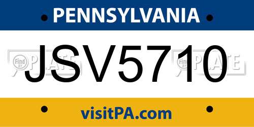 JSV5710 Pennsylvania License Plate