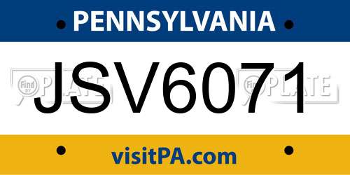 JSV6071 Pennsylvania License Plate