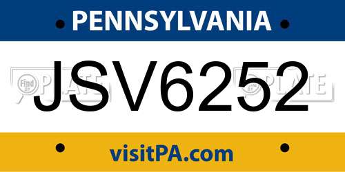 JSV6252 Pennsylvania License Plate