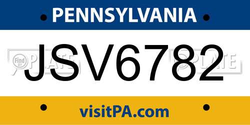 JSV6782 Pennsylvania License Plate