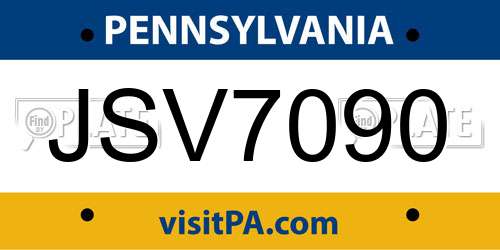JSV7090 Pennsylvania License Plate