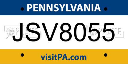 JSV8055 Pennsylvania License Plate